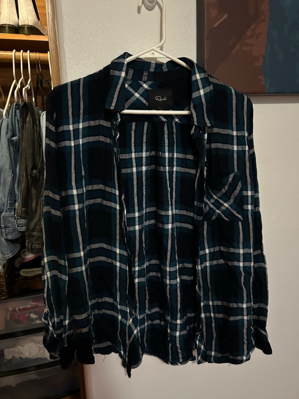 Rails women’s Blue and White Plaid Lightweight flannel